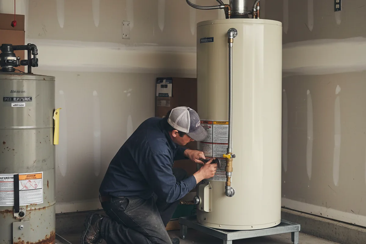 Water heater and shutoff valve replacement in New Athens