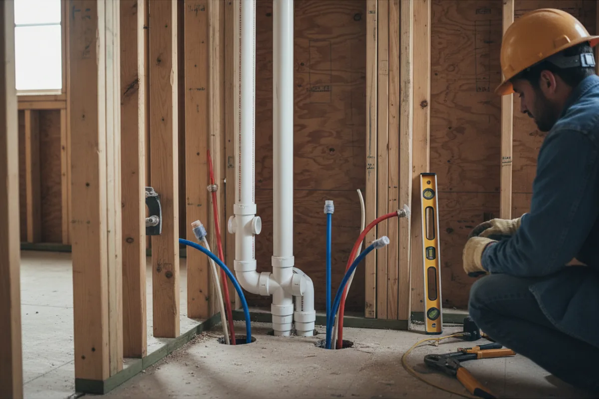 Drain and supply rough-in during Garbage Disposal Repair in New Athens